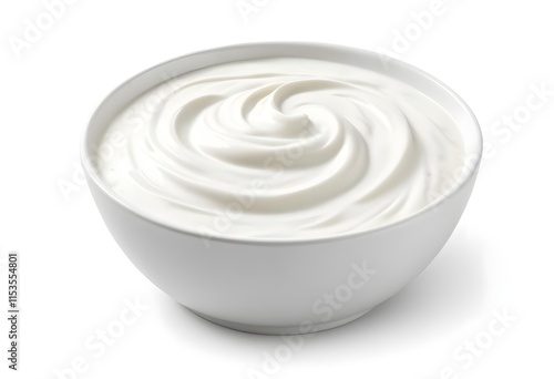 A bowl of creamy white yogurt or sour cream