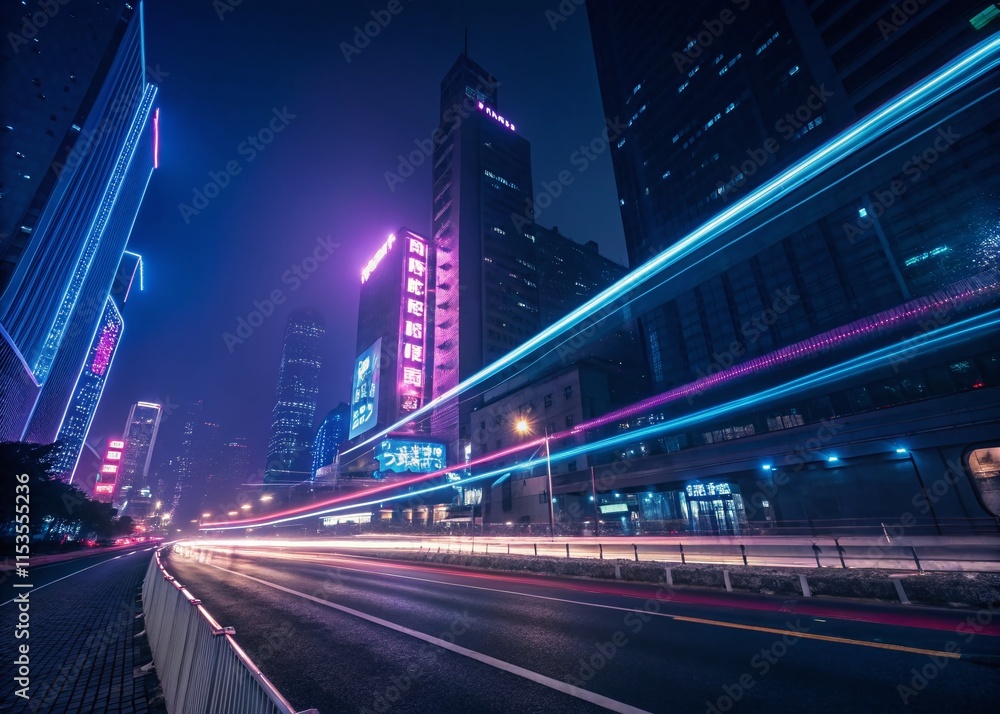 Fototapeta premium Night Cityscape Sliding Bars Light Trails Transition Pack Stock Photo