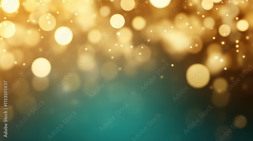 Gold and turquoise bokeh lights gradient. Holiday celebration background Gold and turquoise bokeh lights gradient. Holiday celebration background