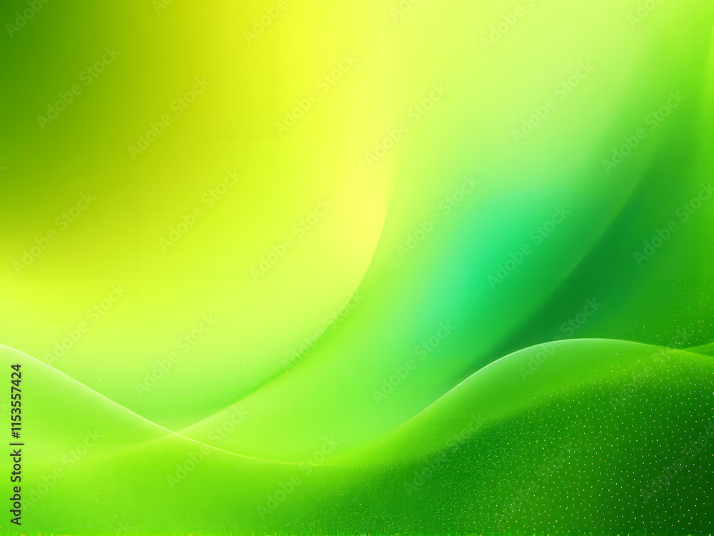 Obraz premium Abstract green waves, vibrant gradient landscape.