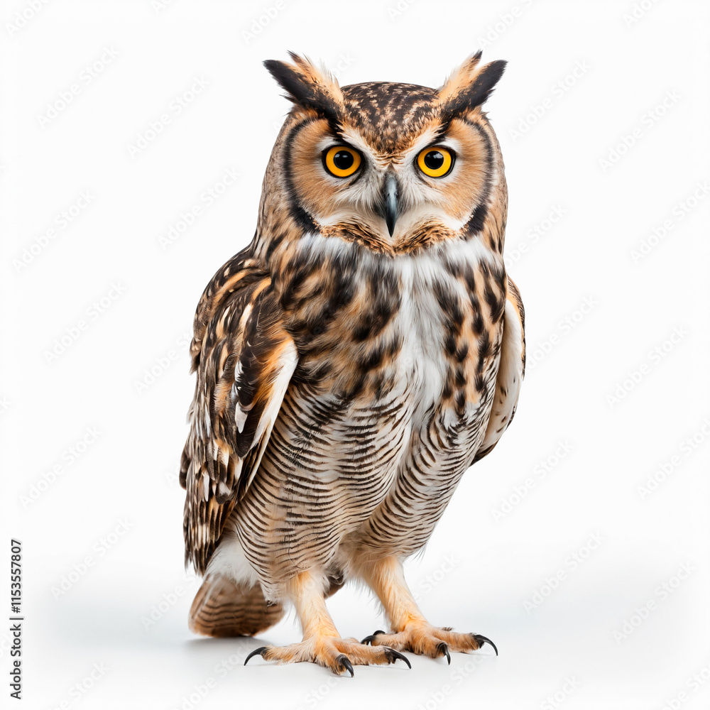 Fototapeta premium Owl close-up on a white background