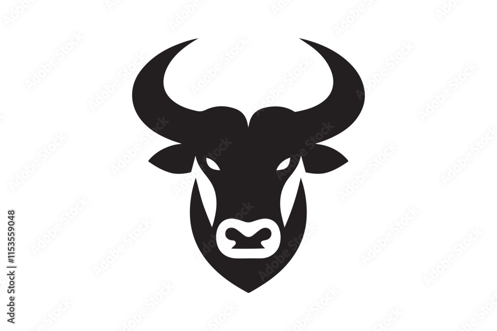 Bold Bull Head Silhouette Logo Design Bold Bull Head Silhouette Logo Design