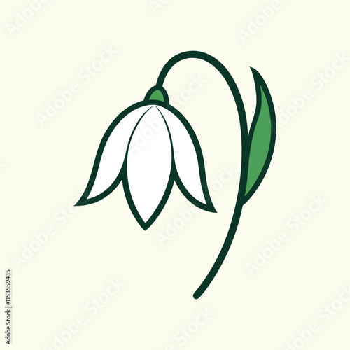 Snowdrop Flower Vector for Spring Designs, Colorful Snowdrop Vector, Spring Snowdrop Flower Vector