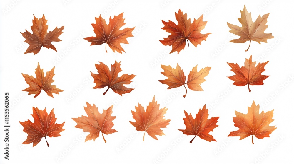 Vibrant Orange Maple Leaves Autumn Collection Vibrant Orange Maple Leaves Autumn Collection