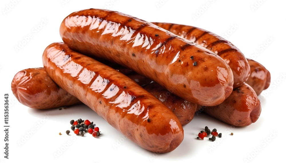 Grilled Italian sausage , close-up view showing the red, spicy meat with visible spices and seasonings Grilled Italian sausage , close-up view showing the red, spicy meat with visible spices and seasonings