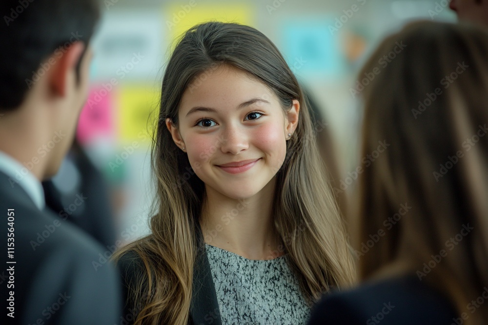 Young businesswoman smiling, networking event. Young businesswoman smiling, networking event.