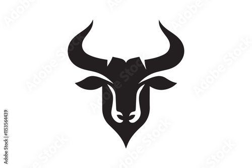 Bold Bull Head Silhouette Logo Design
