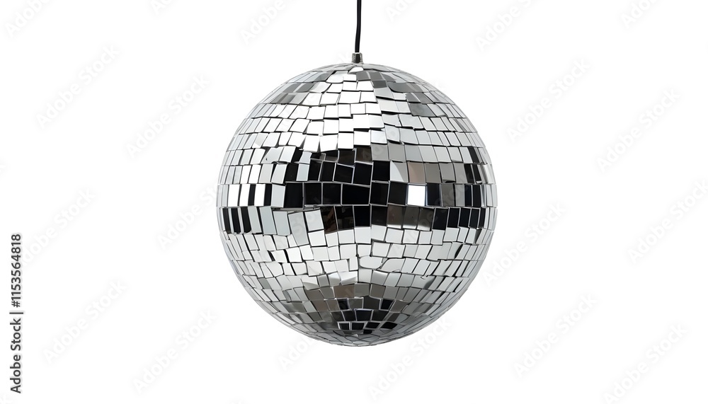 Fototapeta premium A silver disco ball with reflective mirror tiles