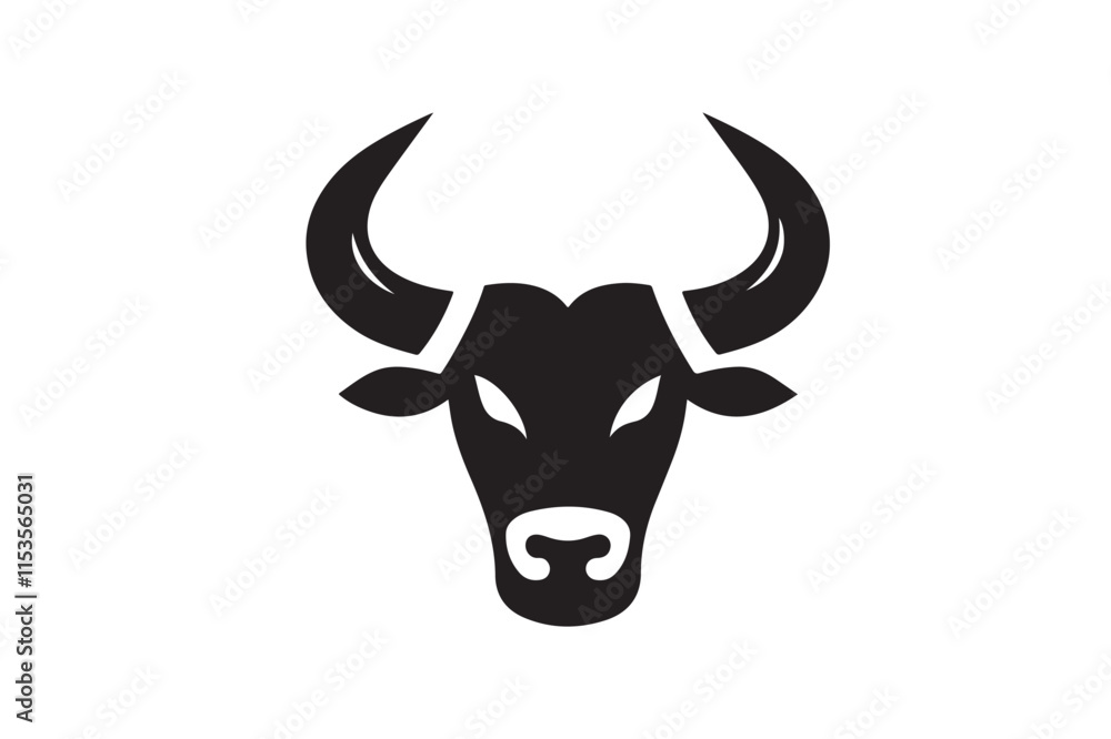 Bold Bull Head Silhouette Logo Design Bold Bull Head Silhouette Logo Design