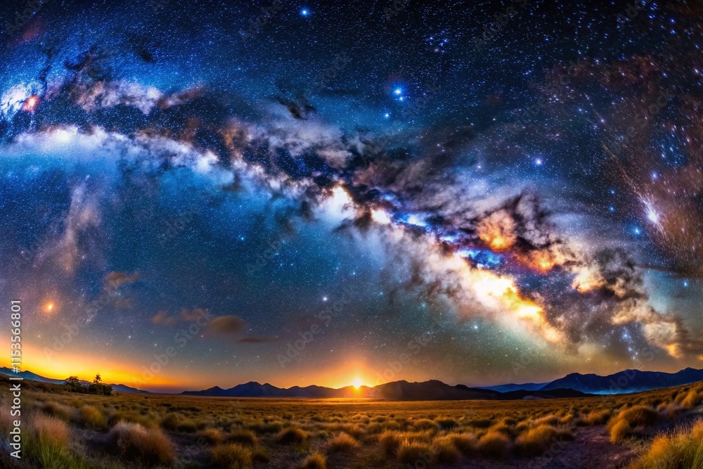 Panoramic Night Sky Starry Galaxy Celestial Milky Way Panoramic Night Sky Starry Galaxy Celestial Milky Way