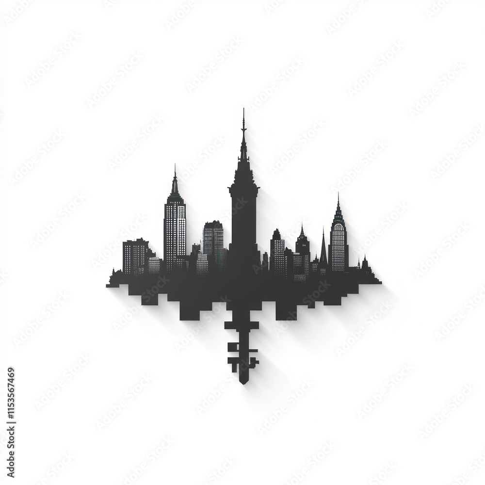 Obraz premium Cityscape silhouette with reflection.
