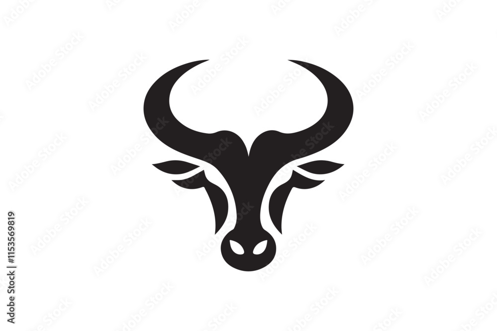 Bold Bull Head Silhouette Logo Design Bold Bull Head Silhouette Logo Design