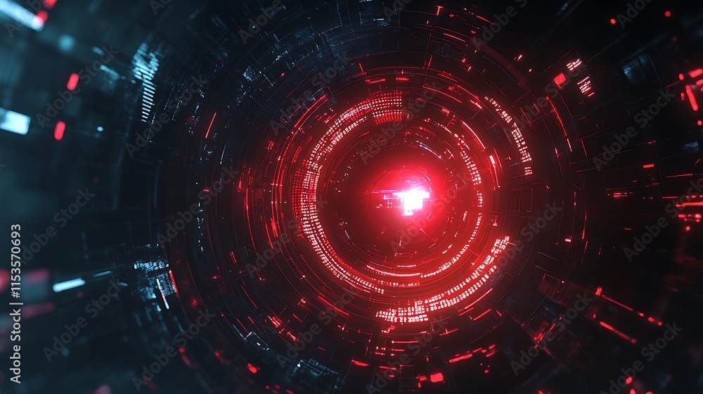 Glowing Red Core: Futuristic 3D Render Illustration. AI Generated Glowing Red Core: Futuristic 3D Render Illustration. AI Generated