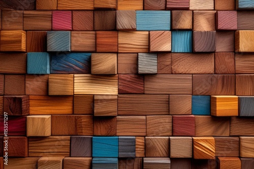 Colorful wooden cube wall texture background. (42) photo