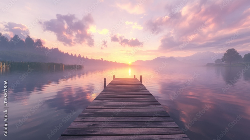 Fototapeta premium Lake Dock Sunset