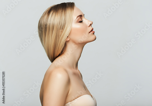 Naklejka 여성 모델 뷰티 화보 화장품 여자 메이크업 얼굴 모델