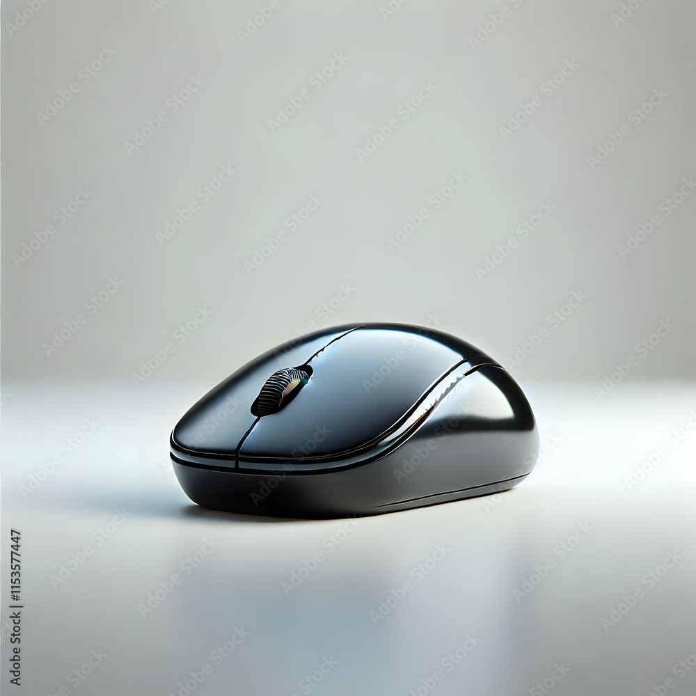 3D Glossy Wireless Mouse on Plain Desk Ample Copy Space Modern Technology Remote Work Setup 3D Glossy Wireless Mouse on Plain Desk Ample Copy Space Modern Technology Remote Work Setup
