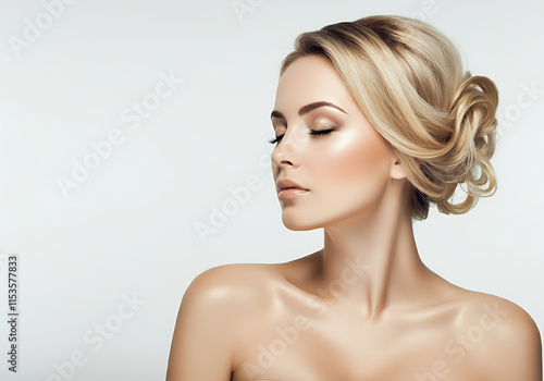 Naklejka 여성 모델 뷰티 화보 화장품 여자 메이크업 얼굴 모델