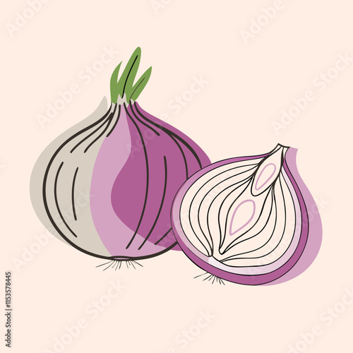 a digital illustration of two red onions