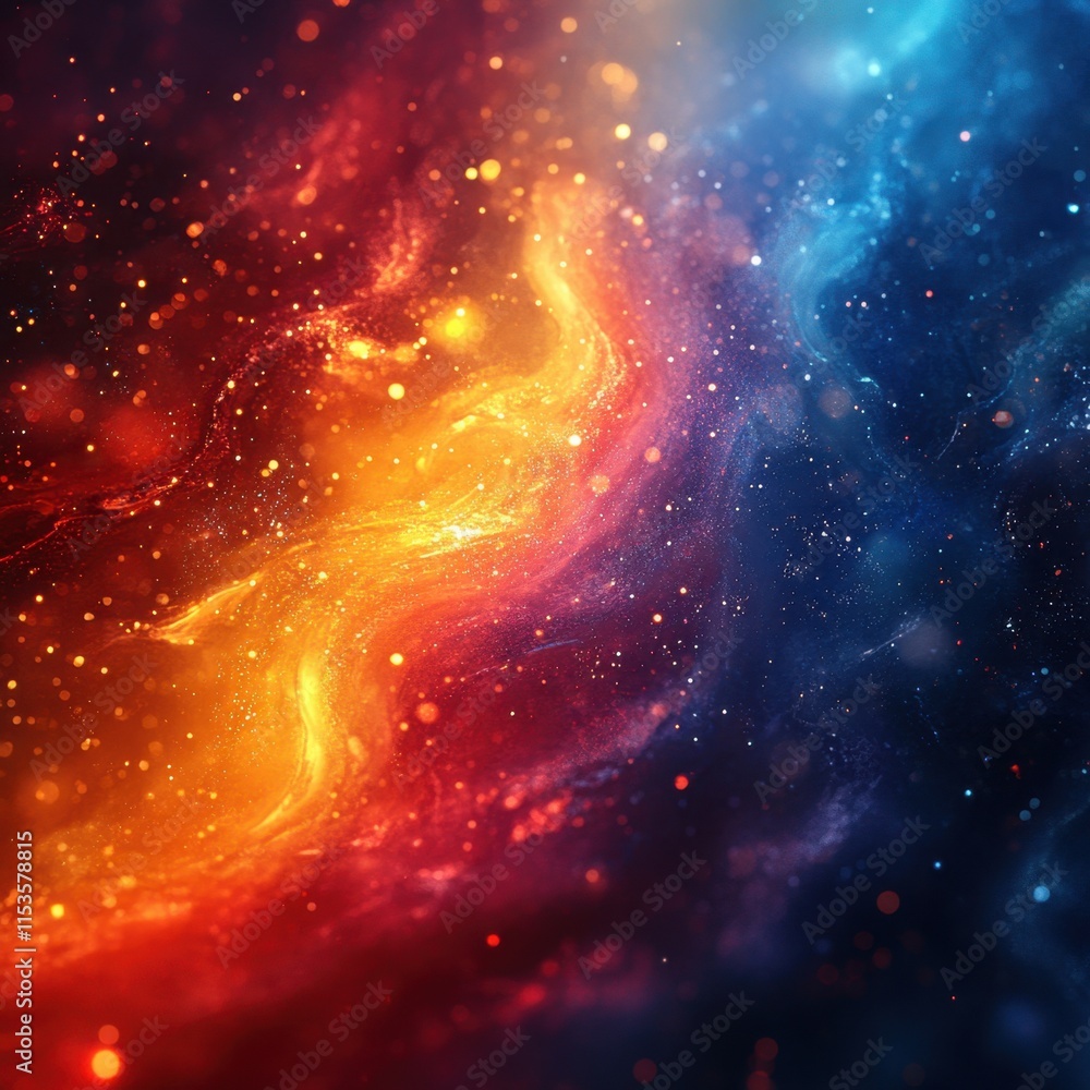 Obraz premium Vivid Cosmic Swirls of Colorful Nebula in Deep Space with Radiant Stars and Glittering Particles Capturing the Beauty of the Universe's Mystical Elements