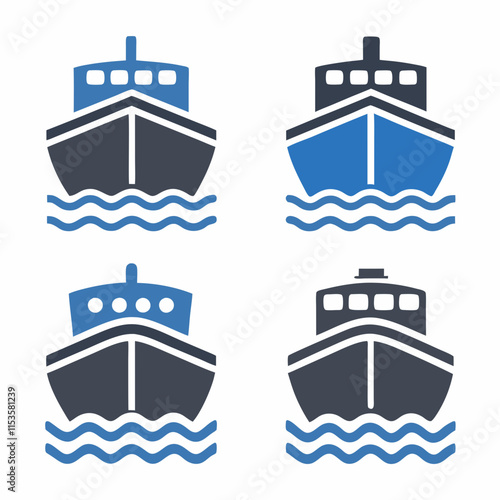 Ship and Waves Vector Bundle Design.