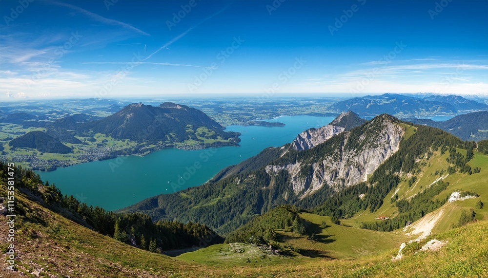 Obraz premium panoramablick vom schafberg auf den mondsee in osterreich