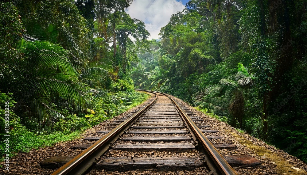 Fototapeta premium rieles del tren en la selva