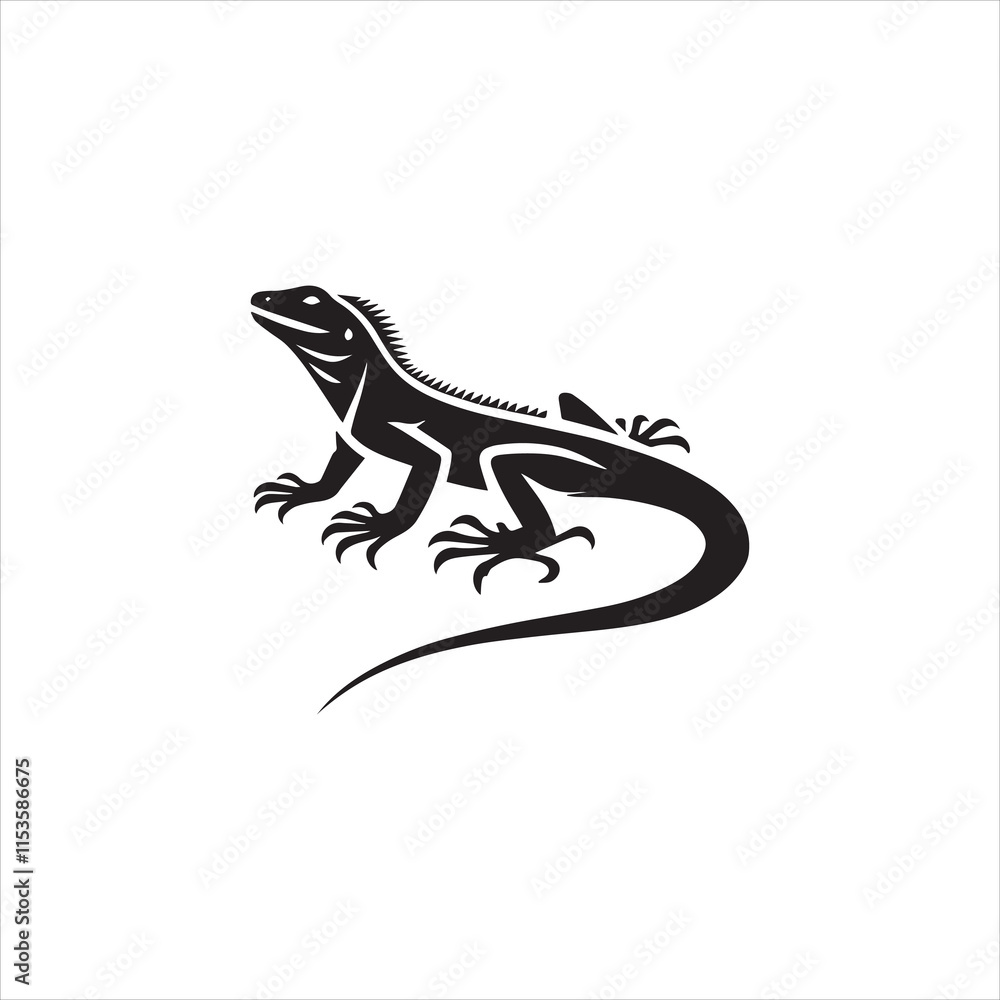 Fototapeta premium silhouette of a lizard on white