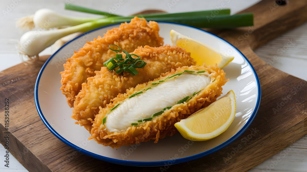 A photo of karaage on a white plate.