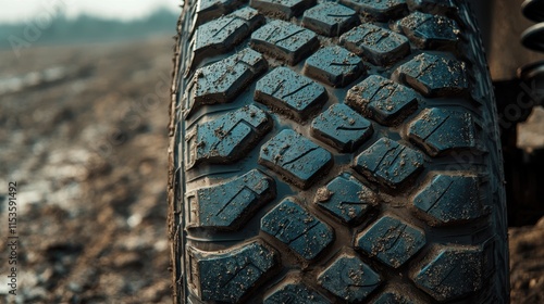 Wallpaper Mural Close-Up of an Off-Road Tire with Rugged Tread Design on a Muddy Terrain, Showcasing Durability and Traction Torontodigital.ca