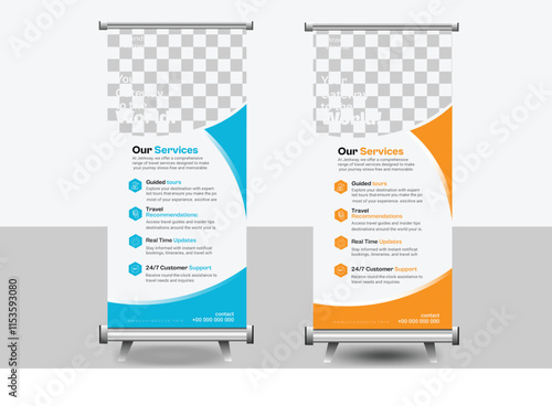 Corporate And Creative Business Roll Up Banner Template, polygon background, vector illustration, business flyer, and display banner for your Corporate business