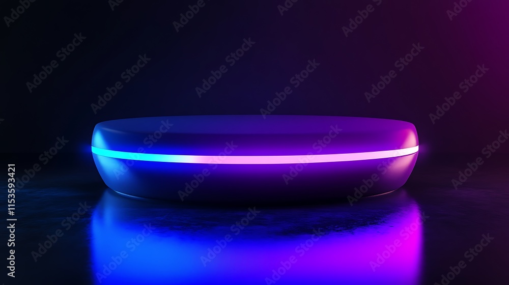 Glowing Product Mockup: Vibrant Neon 3D Render in Dark Studio. AI Generated Glowing Product Mockup: Vibrant Neon 3D Render in Dark Studio. AI Generated