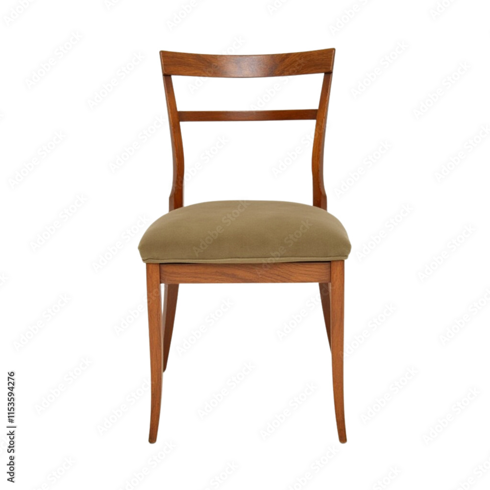 Classic Upholstered Dining Chair: A timeless and elegant wooden dining chair with a plush, beige upholstered seat and a sleek, curved back. Classic Upholstered Dining Chair: A timeless and elegant wooden dining chair with a plush, beige upholstered seat and a sleek, curved back.