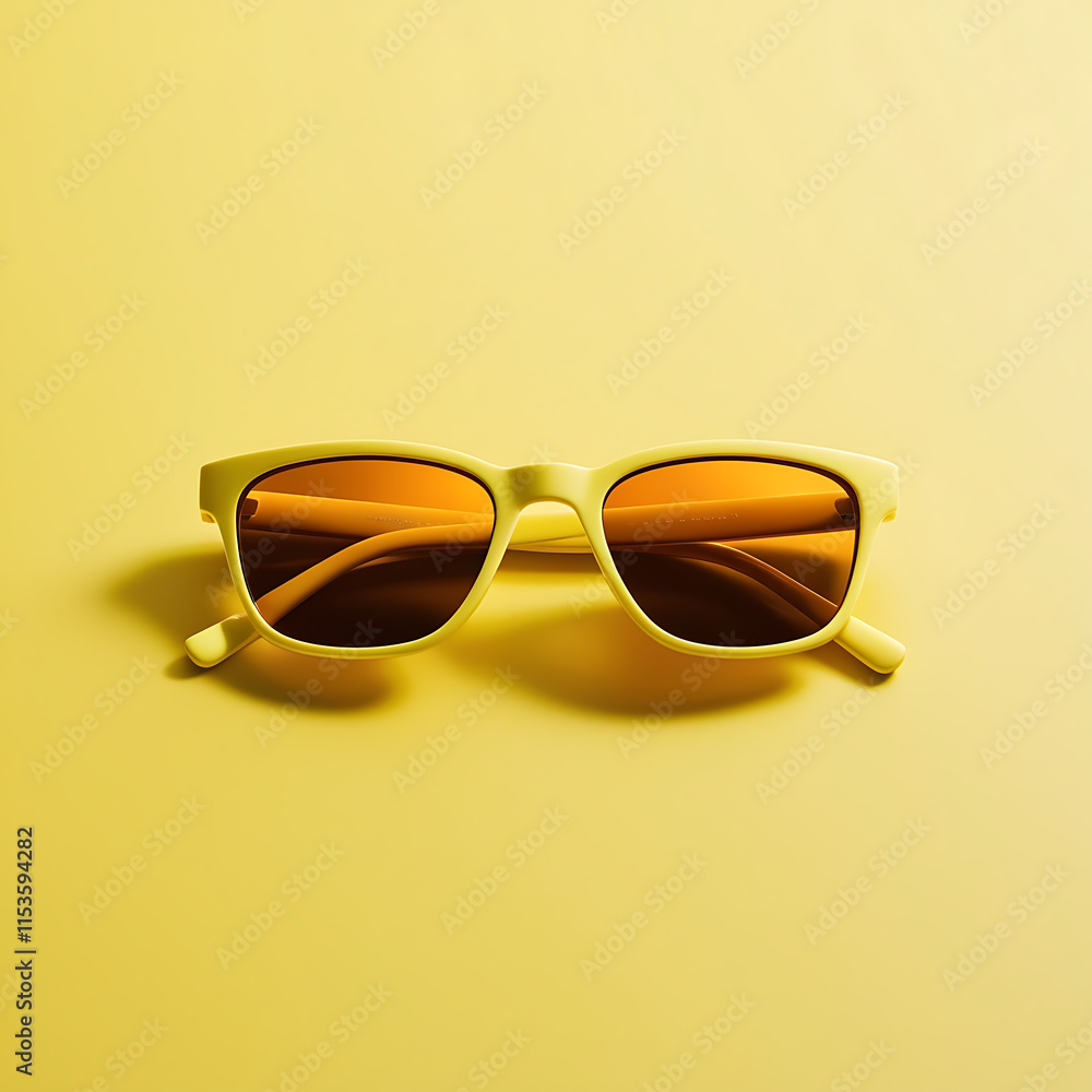 A yellow sunglasses on a yellow background A yellow sunglasses on a yellow background
