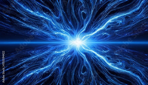 blue glowing multidimensional plasma force field in space