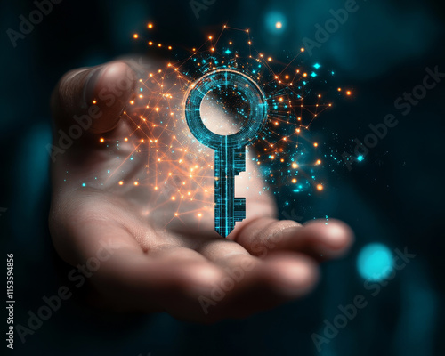 Unlock new business opportunities with futuristic key in hand