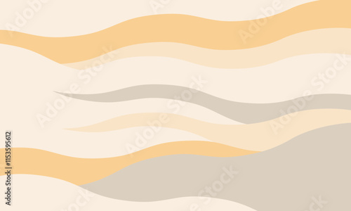 Minimalist abstract background with wavy, rippled stripes and sparse curves. Flowing, textured lines in trendy colors create a graphic look, perfect for posters, prints, or a modern, minimal design.