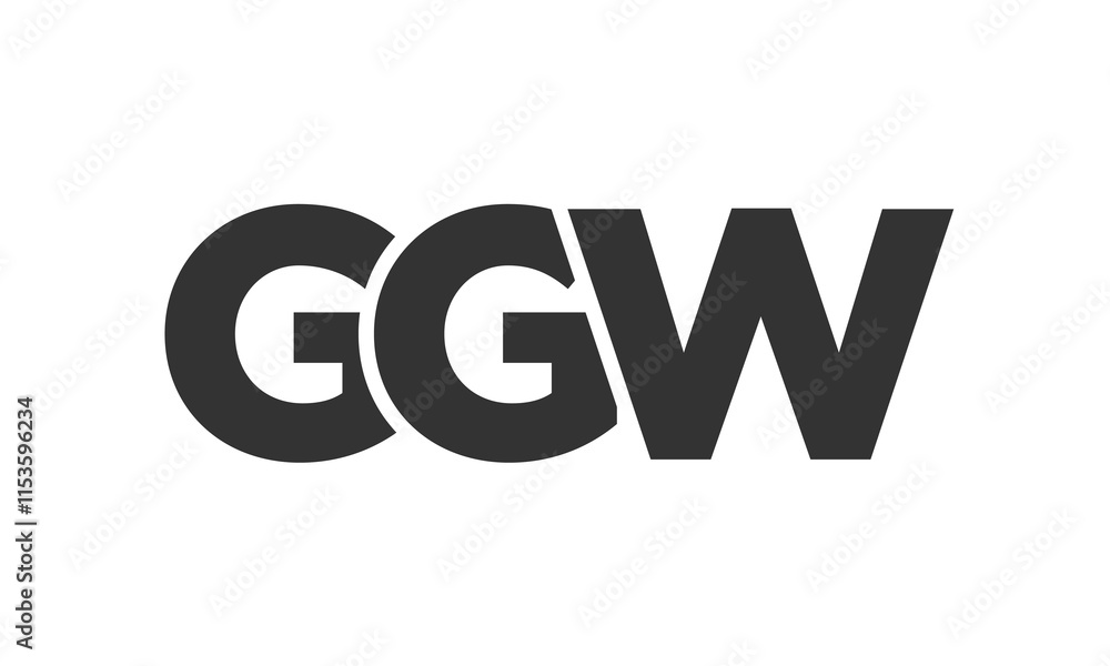 Fototapeta premium GGW logo design template with strong and modern bold text. Initial based vector logotype featuring simple and minimal typography. Trendy company identity.