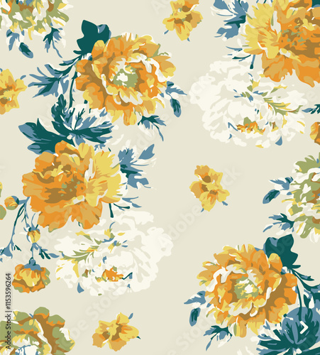 botanical floral vector seamless pattern with roses herbs and leaves big set background with flowers