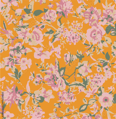 Wallpaper Mural botanical floral vector seamless pattern with roses herbs and leaves big set background with flowers Torontodigital.ca