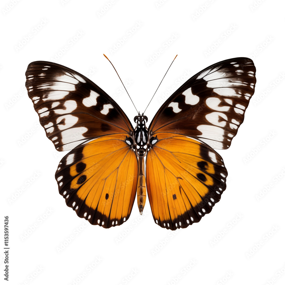 Orange and White Butterfly: A stunning close-up of a vibrant butterfly with intricate patterns on its wings, showcasing the beauty and fragility of nature. Orange and White Butterfly: A stunning close-up of a vibrant butterfly with intricate patterns on its wings, showcasing the beauty and fragility of nature.