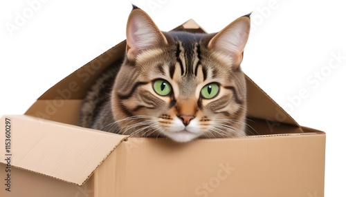 A cat-with green eyes peeking over the edge