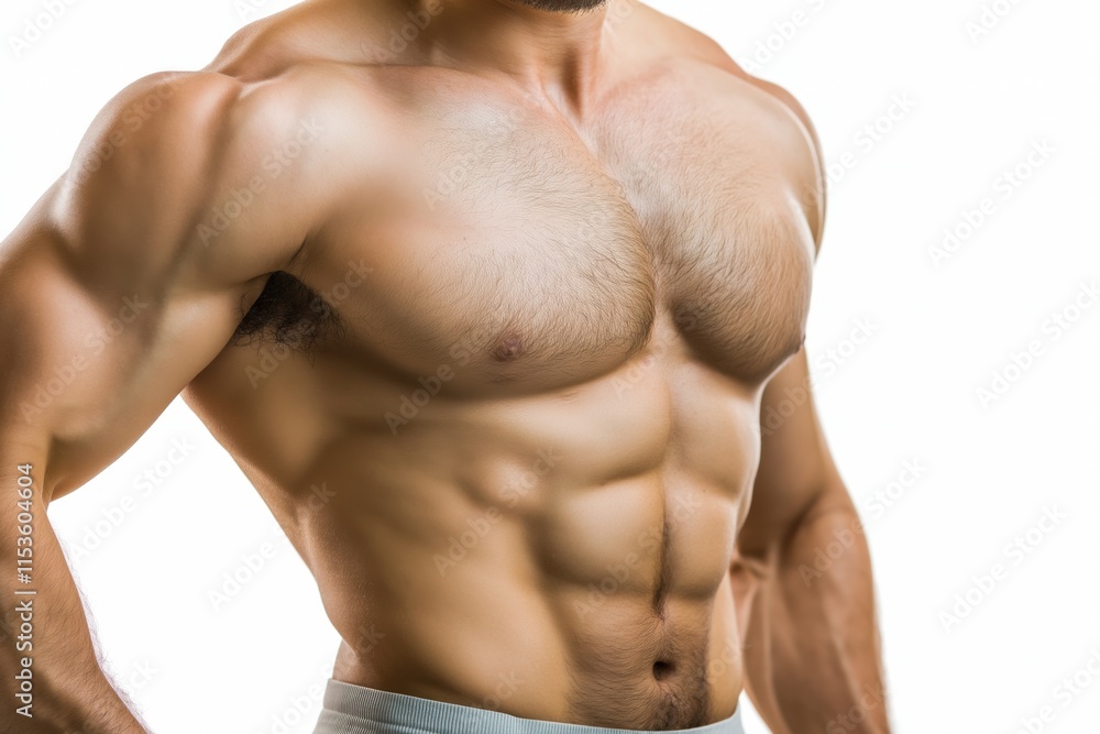 Muscular man measuring body fat with caliper on white background for fitness assessment and health monitoring Muscular man measuring body fat with caliper on white background for fitness assessment and health monitoring