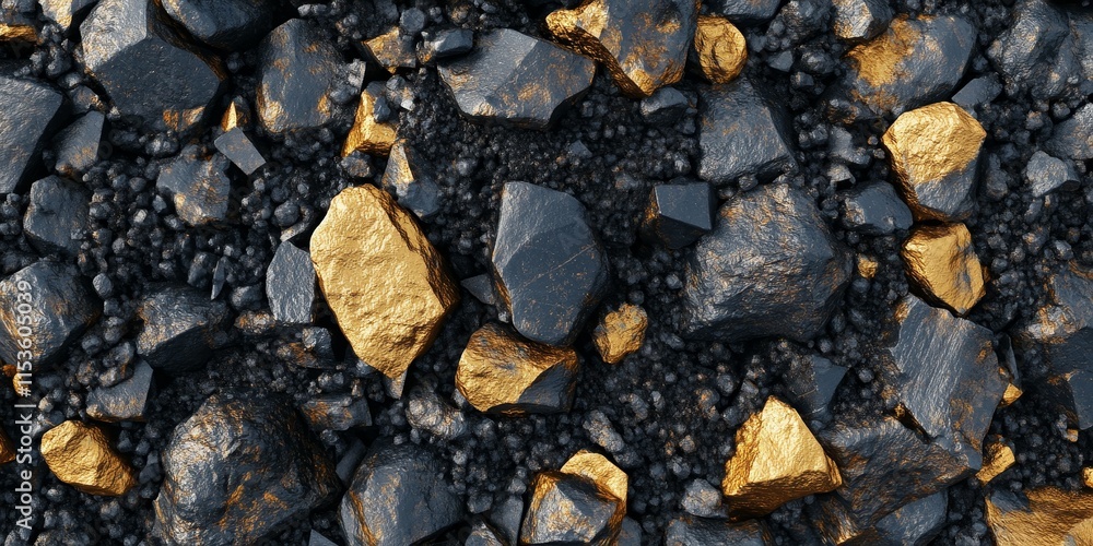 Gold ore nuggets mixed with black sand create unique material for the mining industry. This gold ore, featuring golden nuggets and black sand, showcases the richness of gold mining resources. Gold ore nuggets mixed with black sand create unique material for the mining industry. This gold ore, featuring golden nuggets and black sand, showcases the richness of gold mining resources.