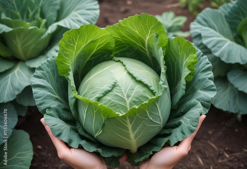 Obraz premium cabbage growing in the garden