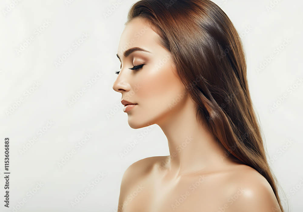 Naklejka premium 여성 모델 뷰티 화보 화장품 여자 메이크업 얼굴 모델