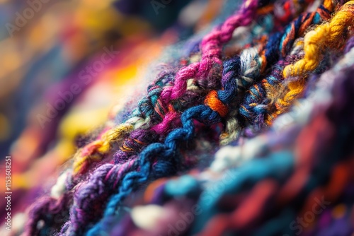 Colorful strands intertwine in vibrant patterns, showcasing intr photo