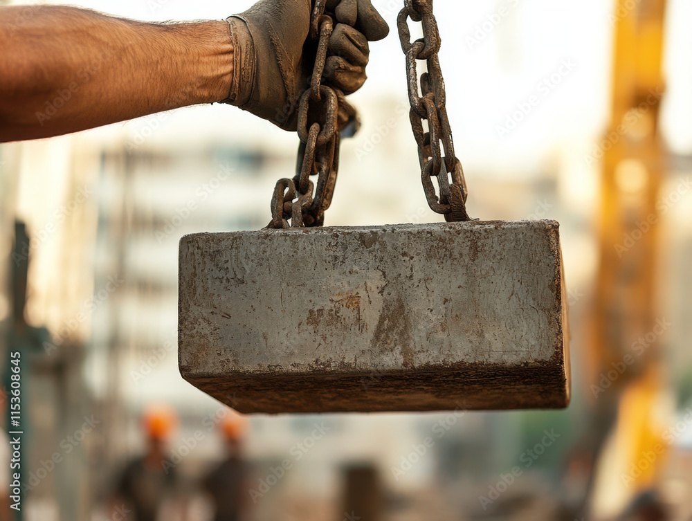 Heavy Object Being Lifted by Hands with Gloves Heavy Object Being Lifted by Hands with Gloves