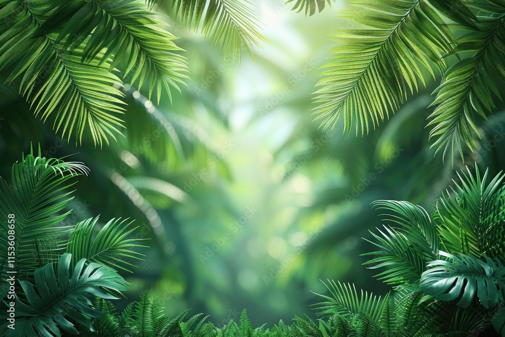 Fototapeta premium Tropical leaves frame 32k uhd insane details photo