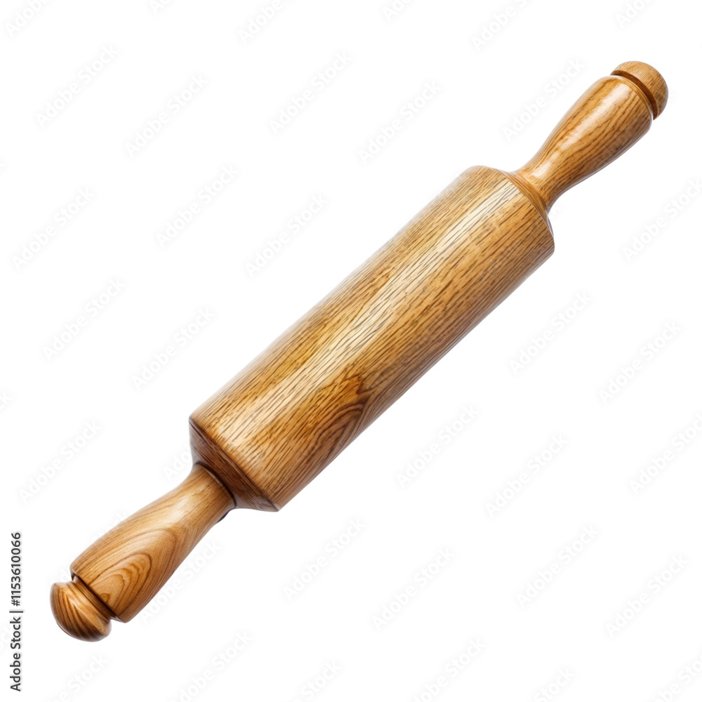Wooden Rolling Pin: A rustic, handcrafted rolling pin, perfect for baking and culinary imagery. Its warm, light brown tones evoke a sense of home-baked goodness. Wooden Rolling Pin: A rustic, handcrafted rolling pin, perfect for baking and culinary imagery. Its warm, light brown tones evoke a sense of home-baked goodness.